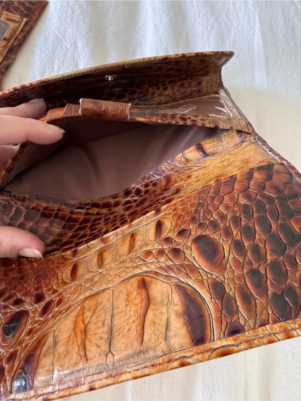 Brahmin Brown Croc-Embossed Leather Wallet - Vintage